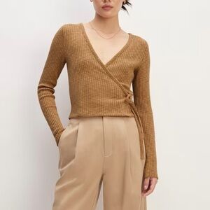Everlane The Cozy Rib-Knit Wrap Top Size: XS in Cappuccino nwot new without tags